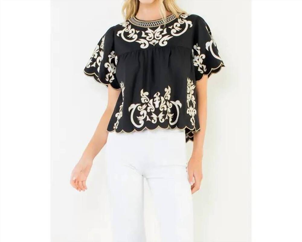 NEW THML women's short sleeve blouse in black